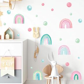 7 Sheets 84 Pcs Colorful Rainbow Polka Dot Wall Stickers, sacinora DIY Circle Art Wall Decal Removable Vinyl Peel and Stick for Kids Baby Nursery Closet Refrigerator Children's Room Bedroom Decoration