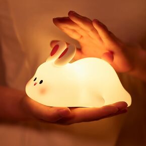 Cute Lamp, Soft Silicone Squishy Night Light with 30-Min Timer, 3 Adjustable Brightness Bunny Lamp, Perfect Squishy Lamp Funny Cute Gifts, Funny Lamp, Bunny Night Light, Squish Light