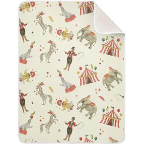 Pigsaly Watercolor Circus Animals Baby Blankets 30 X 40 in Clown Tent Toddler Blanket Newborn Crib Blanket Nursery Bed Blankets for Stroller Toddler Bed Carseat