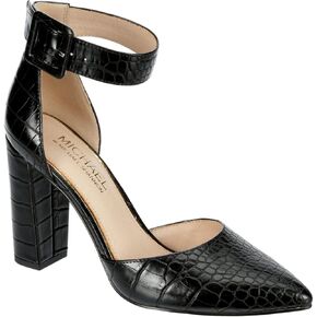 Michael By Michael Shannon Romina - Women's Faux Crocadile Pattern Pointed Toe Buckle Closure Heels Black, Size 11.0 Medium Width