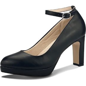 Close Toe Classic High Heels Platform High Heels Round Toe Comfortable Low Platform Mary Jane Dress Pumps Shoes Ankle Strap Shoes for Casual Work Wedding