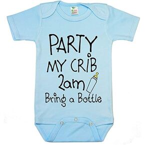 Party in My Crib 2am Letter Print Baby Universal Bodysuit Gift Bodysuits for Newborn Blue