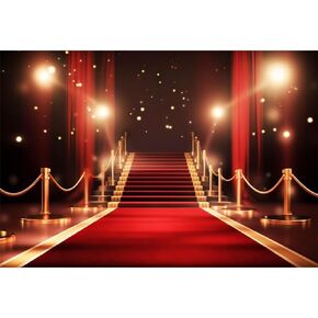 Red Carpet Backdrop 8x6ft Fabric Stage Award Ceremony Banner Fashion Show Photos VIP Party Decor Movie Night Backdrop Red Carpet Birthday Banner Graduation Photos Senior Prom Background