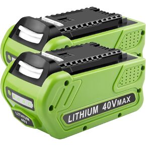 2 Pack 29472 6000mAh 40V Lithium Battery Replacement for GreenWorks 40V 29472 29462 2901319 24282 24252 21332 25322 20672 2101602 20312 24322 21362 26272 Batteries for Cordless Power Tools