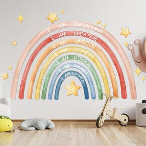 78.7 x 47.2'' Watercolor Large Rainbow Wall Decals - Inspirational Quote Peel and Stick Wallpaper for Girls' Room, Nursery, Toddler Room, Bedroom & Classroom Decor (Boho)