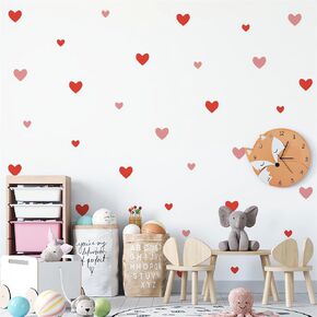 6 Sheets 396 Pcs Small Love Pattern Wall Stickers, sacinora Romantic DIY Art Wall Decals Removable Vinyl Peel and Stick for Kids Baby Nursery Living Room Bedroom Children's Room Playroom Decorations