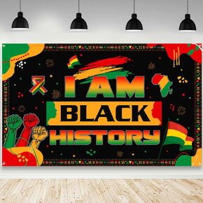 Black History Month Backdrop I Am Black History Photography Background Pan African American Black History Month Decorations Banner Photo Props Bulletin Board Decor 70.8 x 43.3 Inch