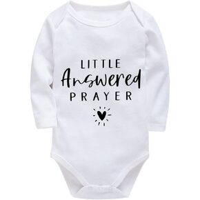 Little Answered Prayer Pregnancy Announcement Baby Romper Long Sleeve Newborn Outfit Baby Clothes