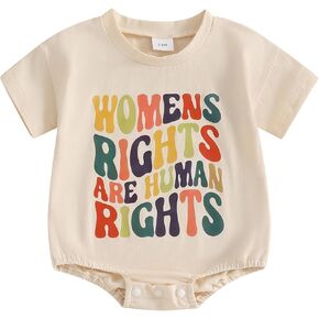 FYBITBO Summer Baby Girl Clothes Newborn Women's Rights Are Human Rights Romper Bubble Short Sleeve Bodysuit T-shirt Onesie
