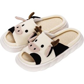 Cute House Slippers For Women,Cartoon Animal Frog Cow Women’s Slippers,Memory Foam Slippers, Comfy Indoor Slippers for men