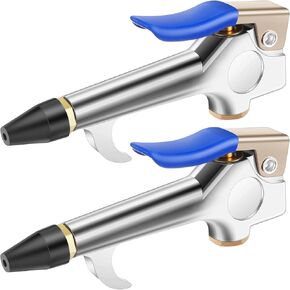 Mudder 2 Pieces Lever Style Air Blow Gun with Rubber and Safety Tip Nozzles for Home Garage Shop Industrial (Blue)