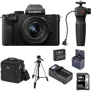 Panasonic LUMIX DC-G100D Mirrorless Camera with G Vario 12-32mm f/3.5-5.6 ASPH OIS Lens and Tripod Grip, Bundle with Tripod, Battery, 128GB Memory Card, Charger