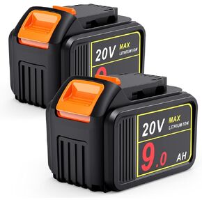 2 Packs 20V 9.0Ah High Capacity Battery Replace for Dewalt 20V Battery, 20V 9.0Ah Battery Compatible with Dewalt DCB201 DCB200 DCB208, for Dewalt 20V DCF DCD DCG Series Power Tools