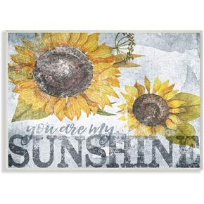 Stupell Industries You Are My Sunshine Quote Distressed Sunflower Design Wall Art, 13 x 19, Grey