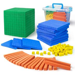 Foam Base Ten Set for Math 131 PCS Place Value Blocks,Counting Cubes for Kids Math,Base 10 Math Manipulatives for Early Counting Math Toy in School Home