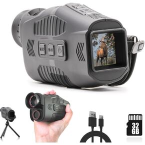 Night Vision Monocular, Digital Infrared Night Vision for 100% Darkness, 1080P FHD Video, 32GB Included, for Travel, Camping, Hunting, Surveillance
