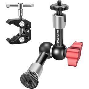 Super Camera Clamp with 5 x 1/4" and 1 x 3/8" Thread - 5.9" Rosette Magic Arm - 1/4"-20 Screw - for Smallrig Camera Cage, Monitors, LED Lights, Action Camera - Max Load up to 2kg/4.4lb