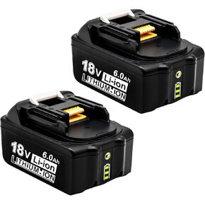 18V BL1860B Replacement Battery Compatible with Makita 18V Batteries 6.0Ah BL1850B BL1850 BL1860 BL1860B BL1840 BL1840B BL1830B BL1830 BL1820 BL1835 BL1845 with LED Indicator 2 Pack