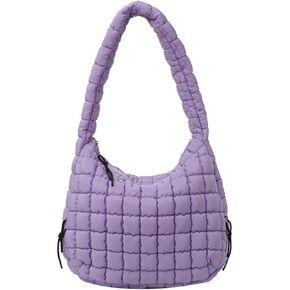 Quilted Puffer Tote Bags for Women Lightweight Quilted Padding Shoulder Bag Satchel Handbag Zip Puffer Bag Green