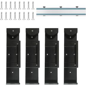 4 Pack Metal Track Rack for Guide Rail Holders Track Saw Guide Rail Mount Track Saw Guide Organizer Circular Saw Guide Track Holder (Black)