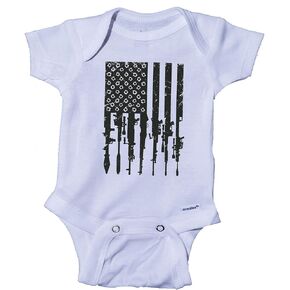 Ink Trendz Distressed American Military & Hunting Themed Freedom Onepiece Bodysuit Baby Onesie