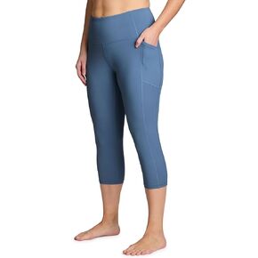 بنطال يوجا للجري مقاس كبير من RBX Activewear بطول كابري وخصر عالٍ ومقاوم للقرفصاء مع جيوب