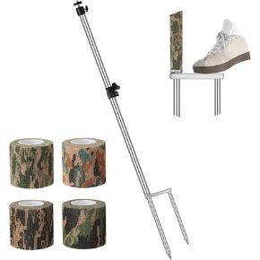 Trail Camera Stand Mount Foldable Stainless Steel Game Camera Stand Bracket 360° Adjustable 1/4''-20 (6mm) Screw Connection Camera Stake with 4 Camo Wrap Tapes for Trail Camera Deer Cam Accessories