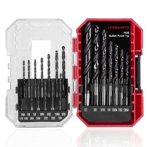 Cobalt Drill Bit Set, Titanium Aluminum Nitride Coated with Bullet Point Tip, M35 Hex Shank Twist Drill Bit with Index Storage Case for Metal, Cast Iron, Stainless Steel, Alloy, 21 Pcs (1/16" - 1/2")