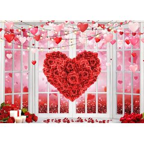 LYCGS 7x5ft Valentine's Day Backdrop Heart Backdrop Red Love Valentine's Day Backdrop Valentines Backdrop Valentines Photo Background Valentine's Day Decoration Banner X-335