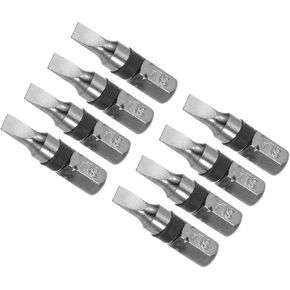 Slotted Screwdriver Bits, 4mm Head 25mm Length 1/4" Hex Shank, Steel Flat Head Screwdriver Bit - (Applications: for Automobile Repair), 8-Pieces