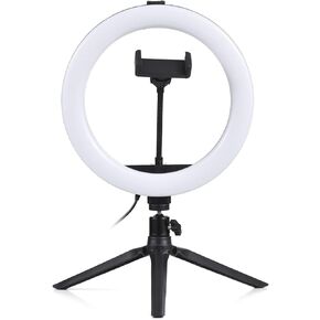 10 Inch LED Light with 3 Lighting Modes, 11 Levels Brightness for Indoor Video Recording, Selfie, Makeup, Soft and Not Dazzling Lighting with USB Power Supply