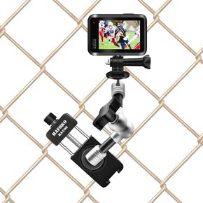 Aluminum Baseball Camera Fence Mount Compatible for GoPro Mevo Start Game Changer Mounting Kit for DJI Action/ insta360/ Pocket Rader Fence Holder for iPhone Softball Tennis Football Recording