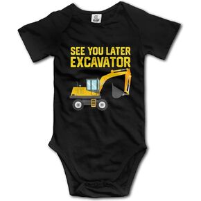 baby girls See You Later Excavator Newborn Funny Letter Print JumpSuit Romper Outfit, Black, 6-12 Months