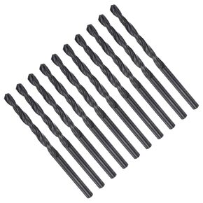 Twist Drill Bits, 4.1mm Cutting Diameter 0.16" Shank, High-Speed Steel Black Oxide Coating Jobber Bit Set (Applications: for Metal Wood Plastic), 10-Pieces