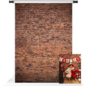 Kate 6.5x10ft Brick Wall Backdrop Red Rustic Brick Photography Background for Photoshoot Studio Props