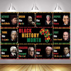 Black History Month Backdrop, African-American Celebration Large Banner 70.8X43.3 inches, February Holiday Black Pride African-Inspired Photo Booth Backdrop for Black History Decorations