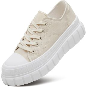 HYPOCRUTE Platform Sneakers for Women Low Top Canvas Shoes Womens Lace Up Platform Shoes Casual Walking Shoes for Women