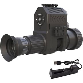 1080p Hunting Night Vision Scope Video Camera Monocular Attachment DVR with Built-in 850nm Tactical Infrared IR Flashlight and 1.2inch HD Screen Display with Adjustable Crosshairs