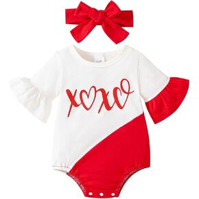 Baby Girl Valentines Day Outfit Cute Romper My First Valentines Day Clothes 0-18 Months