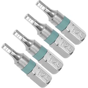 Hex Screwdriver Bits, 25mm Length 1/4" Hex Shank H2.5, S2 Steel Hexagon Head Screwdriver Bit - (Applications: for Automobile Repair), 4-Pieces