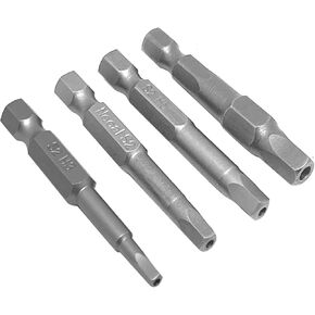 Generic 4pcs Magnetic Pentagon Head Screwdriver Bits Set,50mm/2"" Length,1/4""Hex Shank S2 Steel Security Tamper Proof Screw Driver Bit Set(3mm/4.4mm/5mm/6.3mm), Silver