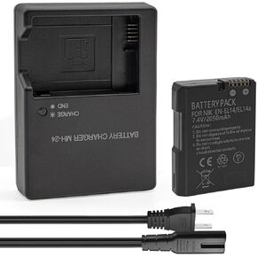 MH-24 Battery Charger & EN-EL14 EN-EL14a Battery Pack 2050 mAh Compatible with Nikon D3100 D3200 D3300 D3400 D3500 D5100 D5200 D5300 D5500 D5600 DF Coolpix P7000 P7100 P7700 P7800 Cameras
