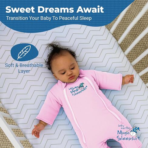 سحري Sleepsuit Baby Merlin's Microfleece Baby Transition Swaddle - كبير (6-9 أشهر 18-21 رطلاً) - كيس ناعم مريح - طبقة داخلية للقطن الناعم - سحاب مزدوج لتغييرات حفاضات سهلة - كريم ووردي in Kuwait