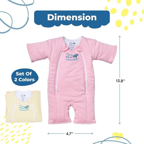 سحري Sleepsuit Baby Merlin's Microfleece Baby Transition Swaddle - كبير (6-9 أشهر 18-21 رطلاً) - كيس ناعم مريح - طبقة داخلية للقطن الناعم - سحاب مزدوج لتغييرات حفاضات سهلة - كريم ووردي in Kuwait