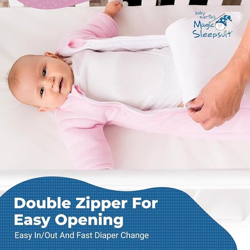 سحري Sleepsuit Baby Merlin's Microfleece Baby Transition Swaddle - كبير (6-9 أشهر 18-21 رطلاً) - كيس ناعم مريح - طبقة داخلية للقطن الناعم - سحاب مزدوج لتغييرات حفاضات سهلة - كريم ووردي in Kuwait