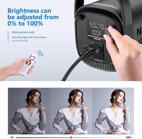 Neewer 60W LED Video Light White 5600K الإصدار الإضاءة المستمرة ، CRI 95+مع التحكم عن بعد ، Mount Bowens لتسجيل الفيديو ، التصوير الفوتوغرافي ، التصوير في الهواء الطلق in Saudi Arabia