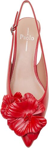 Linea Paolo - Castiel - Womens Floral Leather Kitten Heel Slingback Pumps in Saudi Arabia