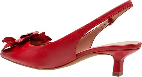 Linea Paolo - Castiel - Womens Floral Leather Kitten Heel Slingback Pumps in Saudi Arabia