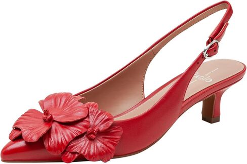 Linea Paolo - Castiel - Womens Floral Leather Kitten Heel Slingback Pumps in Saudi Arabia
