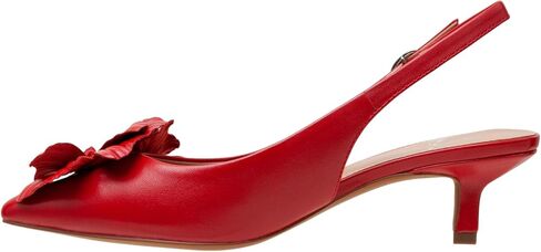 Linea Paolo - Castiel - Womens Floral Leather Kitten Heel Slingback Pumps in Saudi Arabia